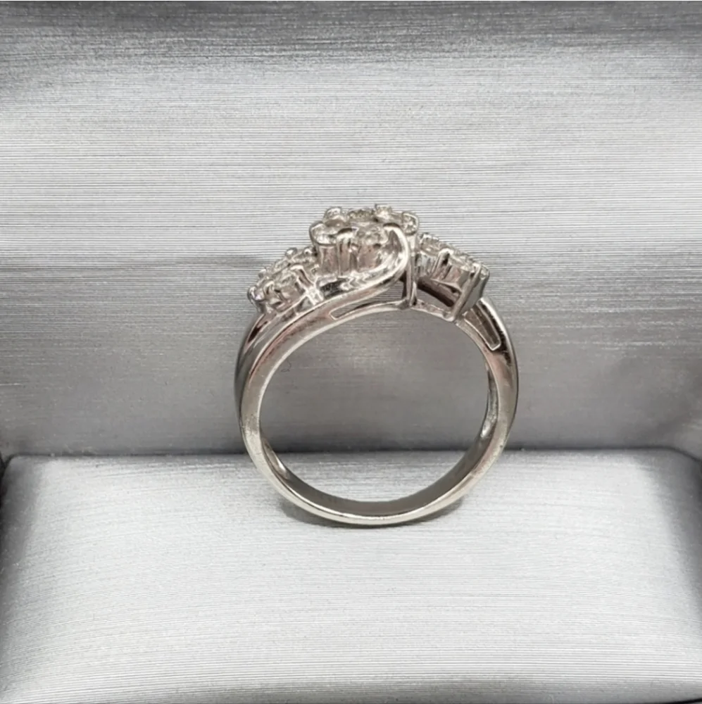 White Gold Diamond Flower Cluster Ring